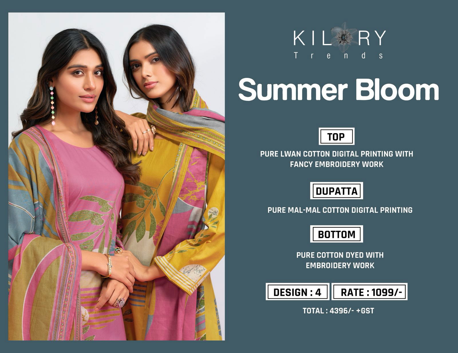 Summer Bloom By Kilory Lawn Cotton Digital Printed Salwar Kameez Exporters In India